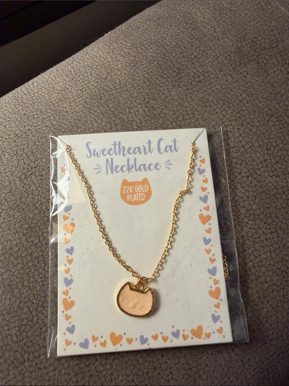 Sweetheart Cat Necklace - Gold Plated Pink Cat Pendant